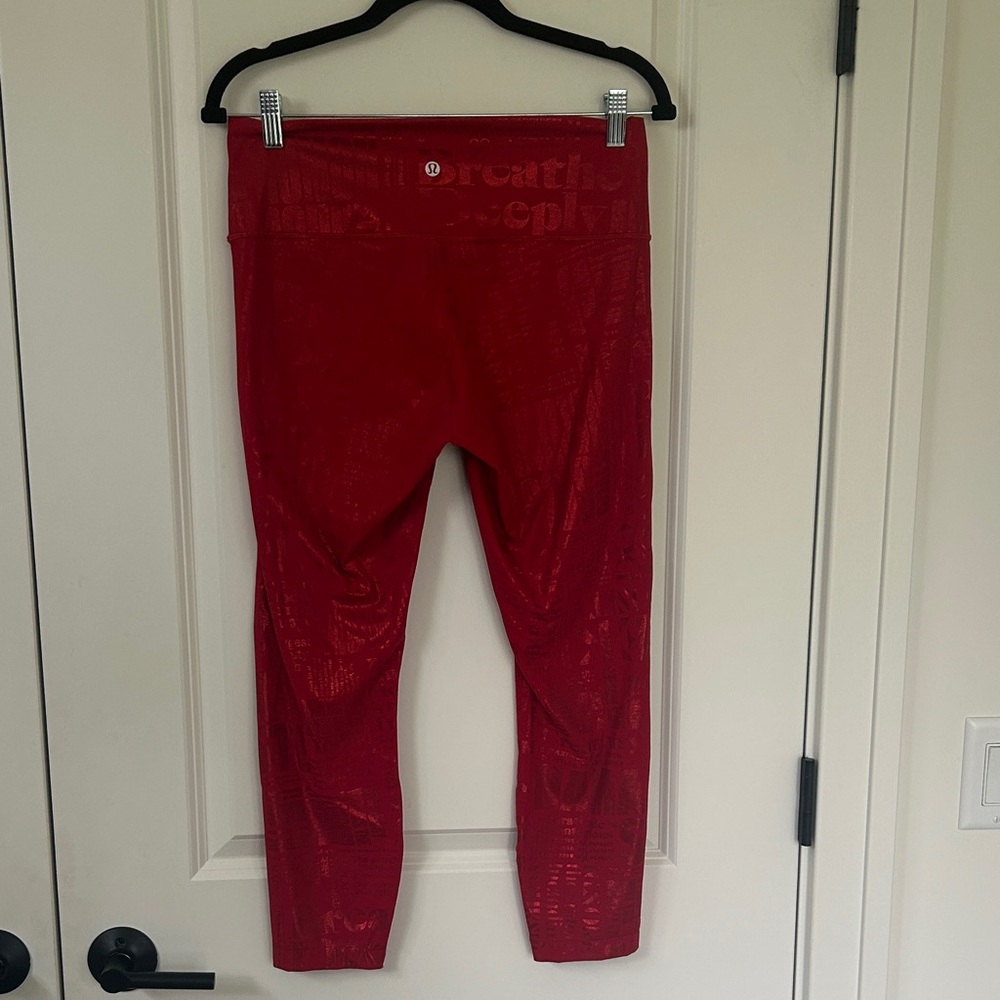 LULULEMON size 10 Manifesto Limited Edition Leggings Tights foil print
